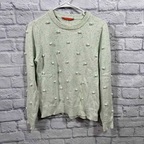 Modcloth Pom Pom Confetti Pullover Sweater Mint Green Crew Neck Size Medium - Picture 1 of 6